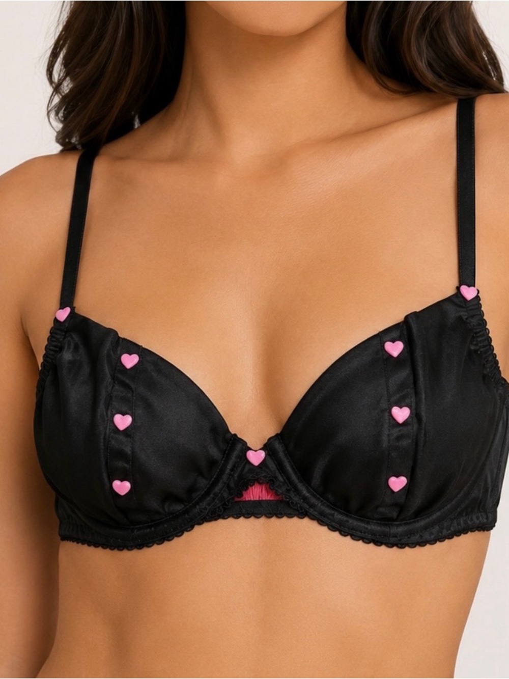Like New Rare 2007 Victoria’s Secret Sexy Little Things Heart Snap Bra Black 36B - Picture 1 of 7